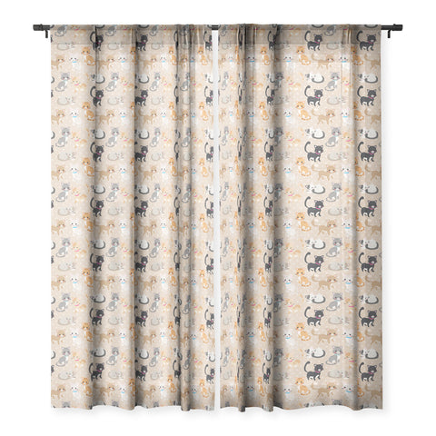 Avenie Cat Pattern Sheer Window Curtain