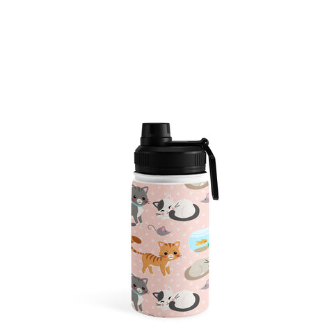 Avenie Cat Pattern Pink Water Bottle
