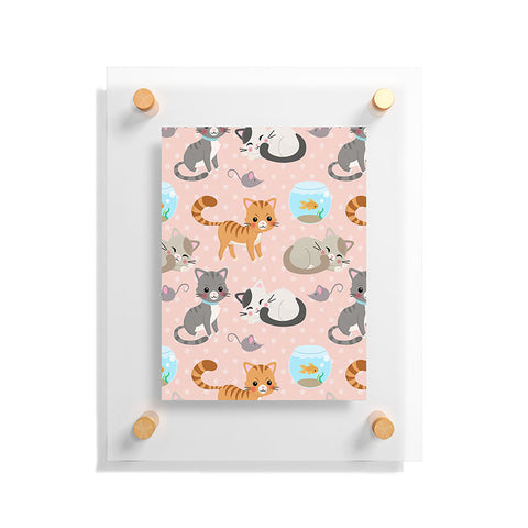 Avenie Cat Pattern Pink Floating Acrylic Print