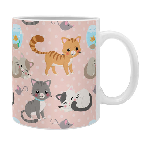 Avenie Cat Pattern Pink Coffee Mug