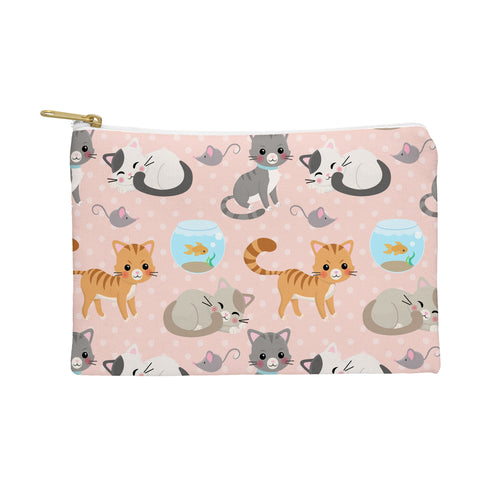 Avenie Cat Pattern Pink Pouch