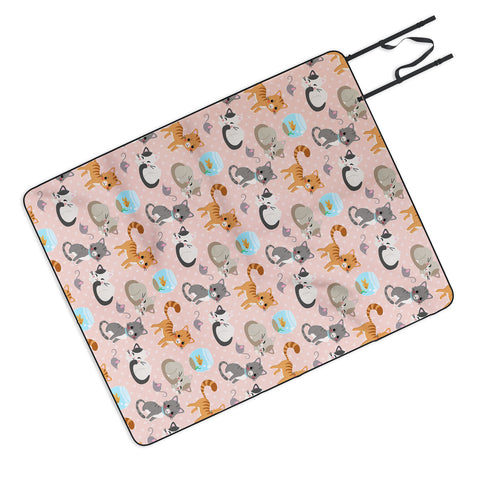 Avenie Cat Pattern Pink Picnic Blanket