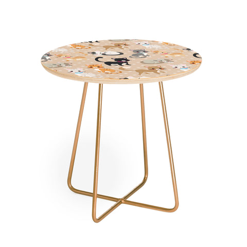 Avenie Cat Pattern Round Side Table