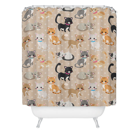 Avenie Cat Pattern Shower Curtain