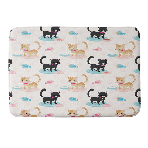 Avenie Cat Pattern With Food Bowl Memory Foam Bath Mat