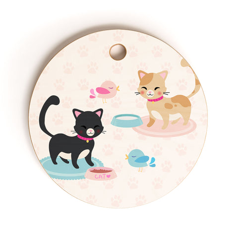 Avenie Cat Pattern With Food Bowl Cutting Board Round