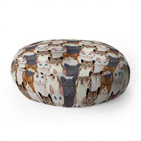 Avenie Cat Portraits Floor Pillow Round
