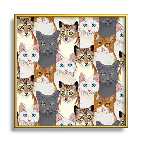 Avenie Cat Portraits Square Metal Framed Art Print