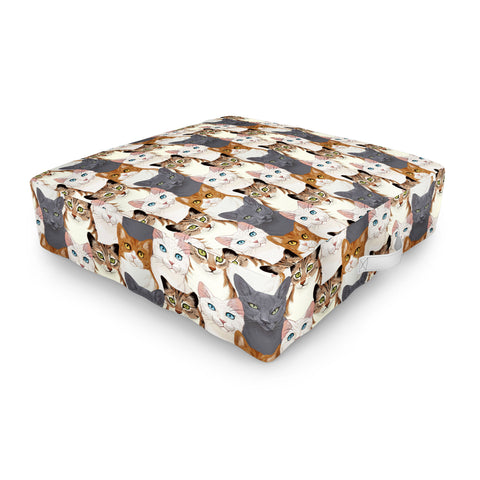 Avenie Cat Portraits Outdoor Floor Cushion