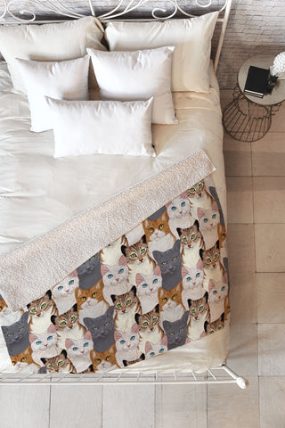Avenie Cat Portraits Fleece Throw Blanket