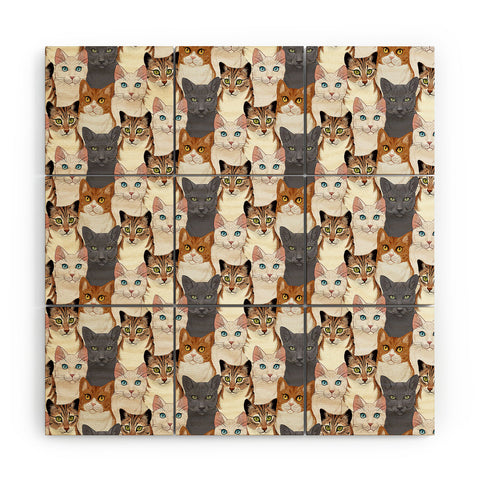 Avenie Cat Portraits Wood Wall Mural
