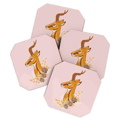 Avenie Cheetah Collection Gazelle Coaster Set