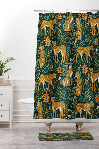 Avenie Cheetah Spring Collection II Shower Curtain And Mat