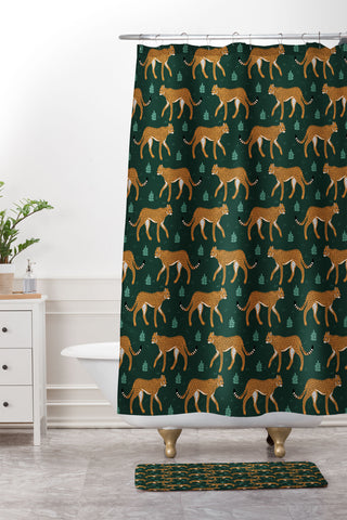 Avenie Cheetah Spring Collection IV Shower Curtain And Mat