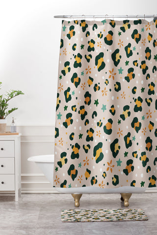 Avenie Cheetah Spring Collection VIII Shower Curtain And Mat