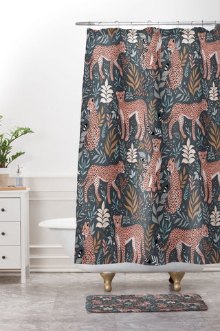 Avenie Cheetah Winter Collection I Shower Curtain And Mat