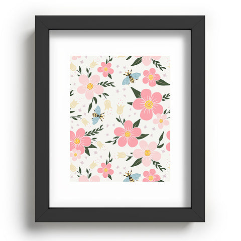 Avenie Cherry Blossom Spring Garden Recessed Framing Rectangle