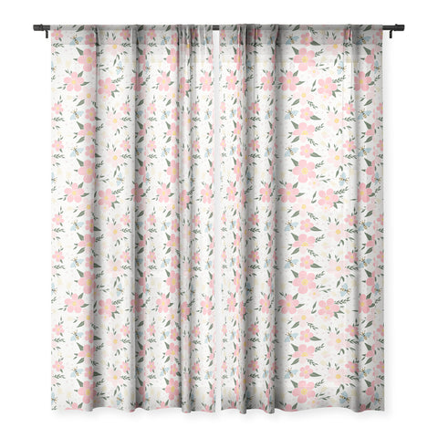 Avenie Cherry Blossom Spring Garden Sheer Window Curtain