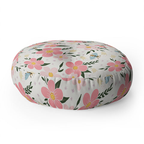 Avenie Cherry Blossom Spring Garden Floor Pillow Round