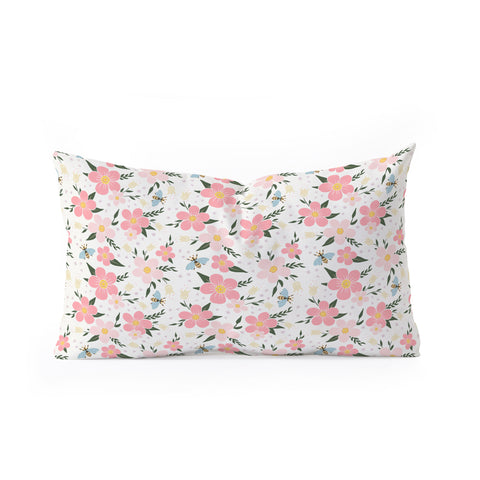 Avenie Cherry Blossom Spring Garden Oblong Throw Pillow