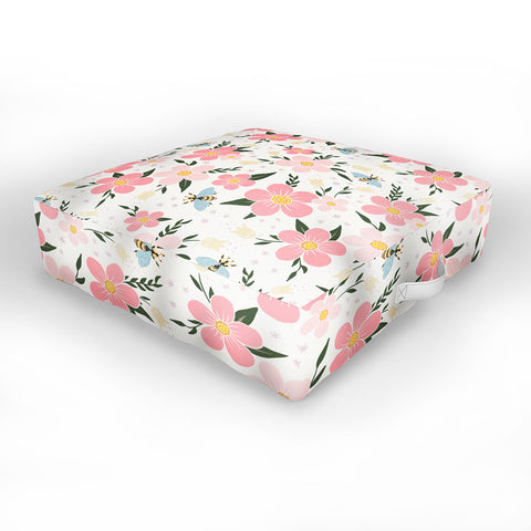 Avenie Cherry Blossom Spring Garden Outdoor Floor Cushion