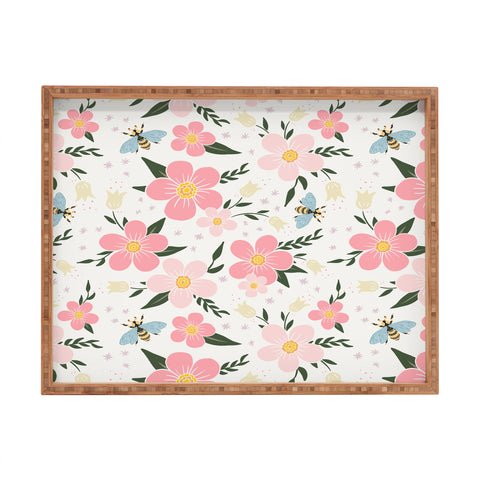 Avenie Cherry Blossom Spring Garden Rectangular Tray