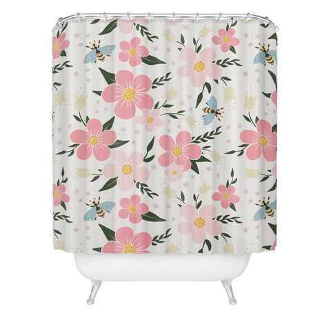 Avenie Cherry Blossom Spring Garden Shower Curtain