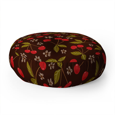 Avenie Cherry Pattern Floor Pillow Round