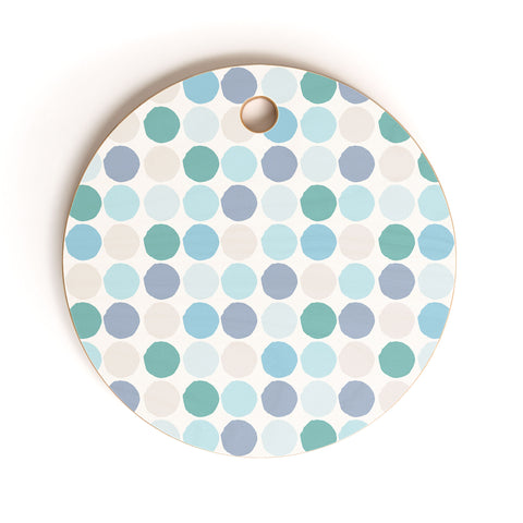 Avenie Circle Mosaic Blue and Teal Cutting Board Round
