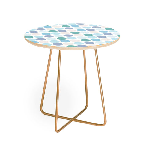 Avenie Circle Mosaic Blue and Teal Round Side Table