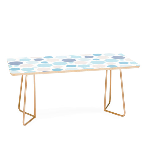 Avenie Circle Pattern Blue and Grey Coffee Table
