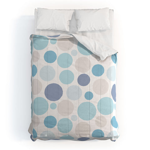 Avenie Circle Pattern Blue and Grey Comforter