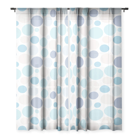 Avenie Circle Pattern Blue and Grey Sheer Non Repeat
