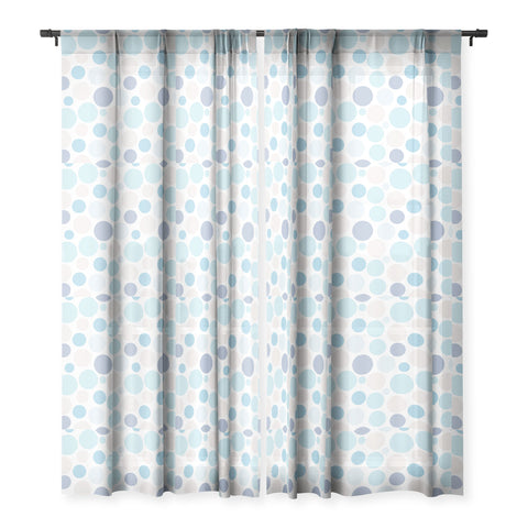 Avenie Circle Pattern Blue and Grey Sheer Window Curtain
