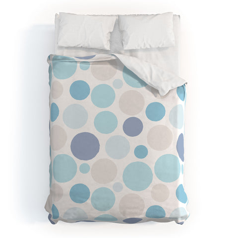 Avenie Circle Pattern Blue and Grey Duvet Cover