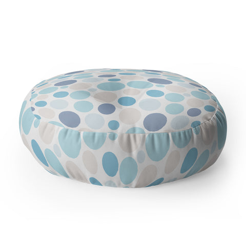 Avenie Circle Pattern Blue and Grey Floor Pillow Round