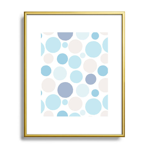 Avenie Circle Pattern Blue and Grey Metal Framed Art Print