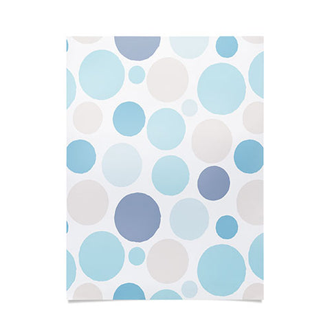 Avenie Circle Pattern Blue and Grey Poster