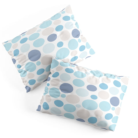 Avenie Circle Pattern Blue and Grey Pillow Shams