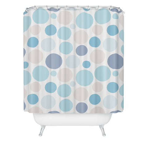 Avenie Circle Pattern Blue and Grey Shower Curtain