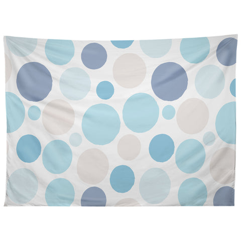Avenie Circle Pattern Blue and Grey Tapestry