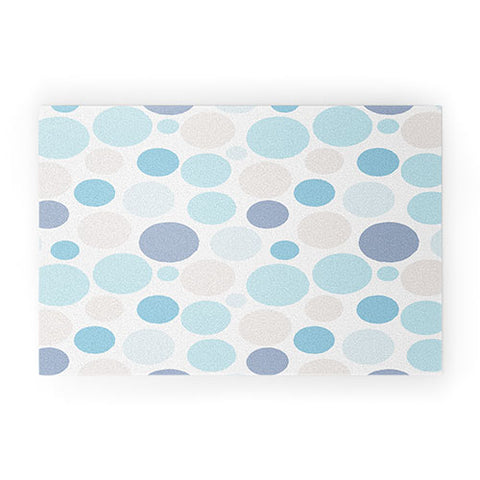 Avenie Circle Pattern Blue and Grey Welcome Mat