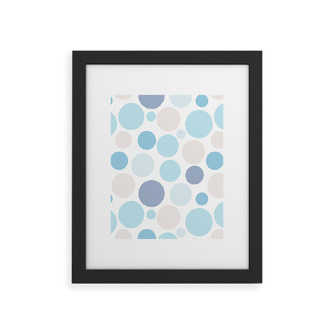 Avenie Circle Pattern Blue and Grey Framed Art Print