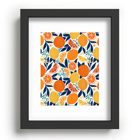 Avenie Citrus Fruits Blue Recessed Framing Rectangle