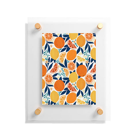 Avenie Citrus Fruits Blue Floating Acrylic Print