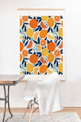 Avenie Citrus Fruits Blue Art Print And Hanger