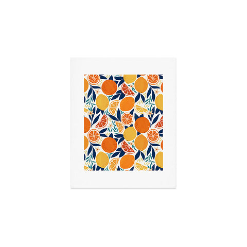 Avenie Citrus Fruits Blue Art Print