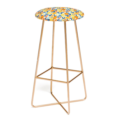 Avenie Citrus Fruits Blue Bar Stool