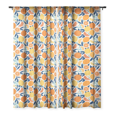 Avenie Citrus Fruits Blue Sheer Non Repeat
