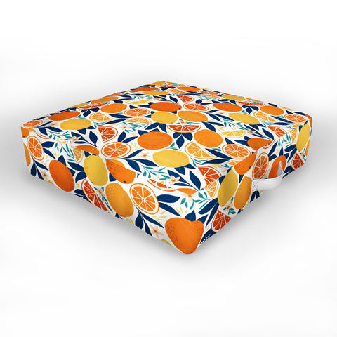 Avenie Citrus Fruits Blue Outdoor Floor Cushion